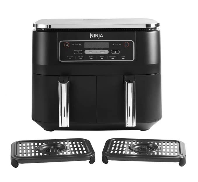 Ninja Foodi Dual Zone Digital Air Fryer, 2 Drawers, 7.6L, 6-in-1, Uses No  Oil, Air Fry, Max Crisp, Roast, Bake, Reheat, Dehydrate, Cooks 4-6  Portions, Non-Stick, Dishwasher Safe Baskets, Black AF300UK 